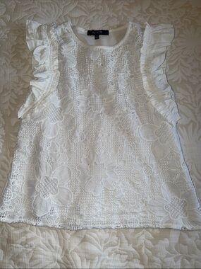 Ava Rose White Floral Lace Ruffle Sleeve Camisole